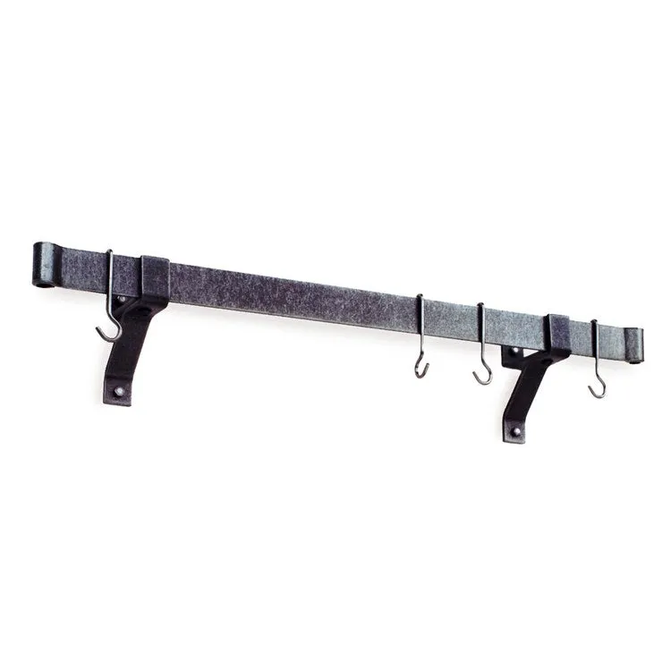 36" Rolled End Bar with 4" Wall Brackets and 6 Hooks