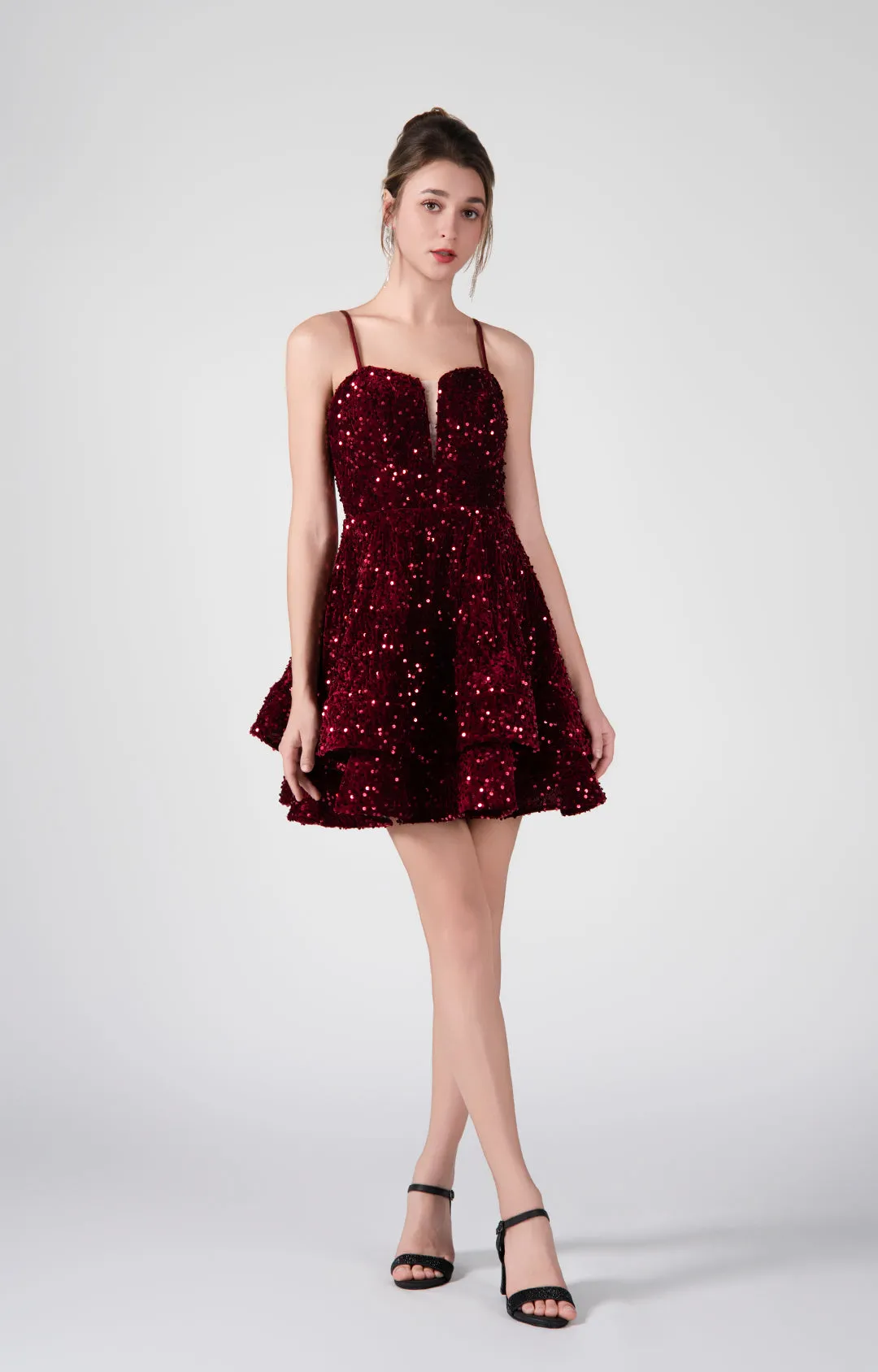 Adjustable Straps Flowy Ruffles Mini Dresses