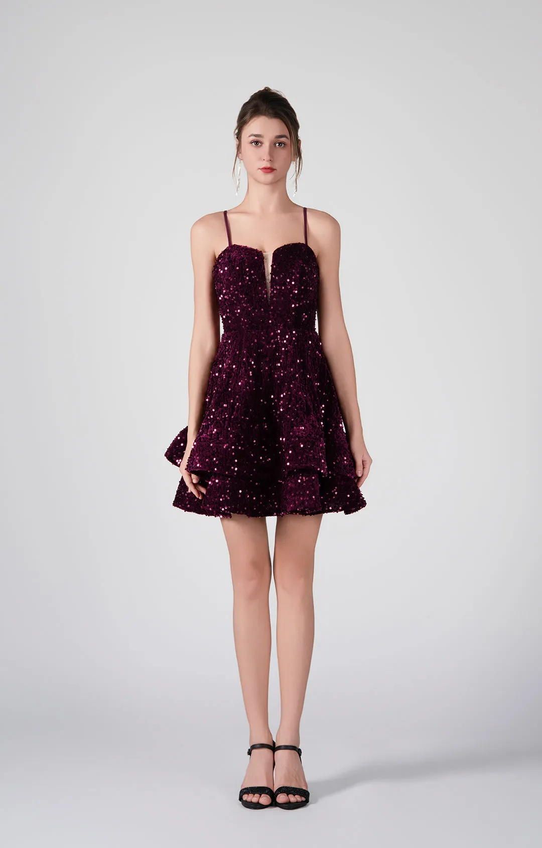 Adjustable Straps Flowy Ruffles Mini Dresses