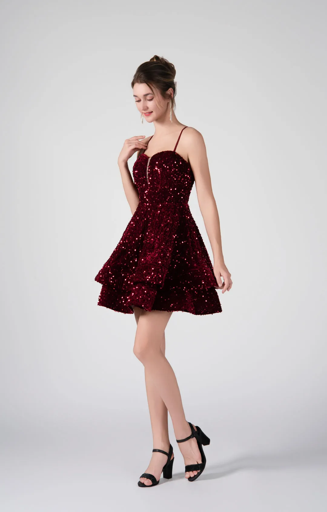 Adjustable Straps Flowy Ruffles Mini Dresses