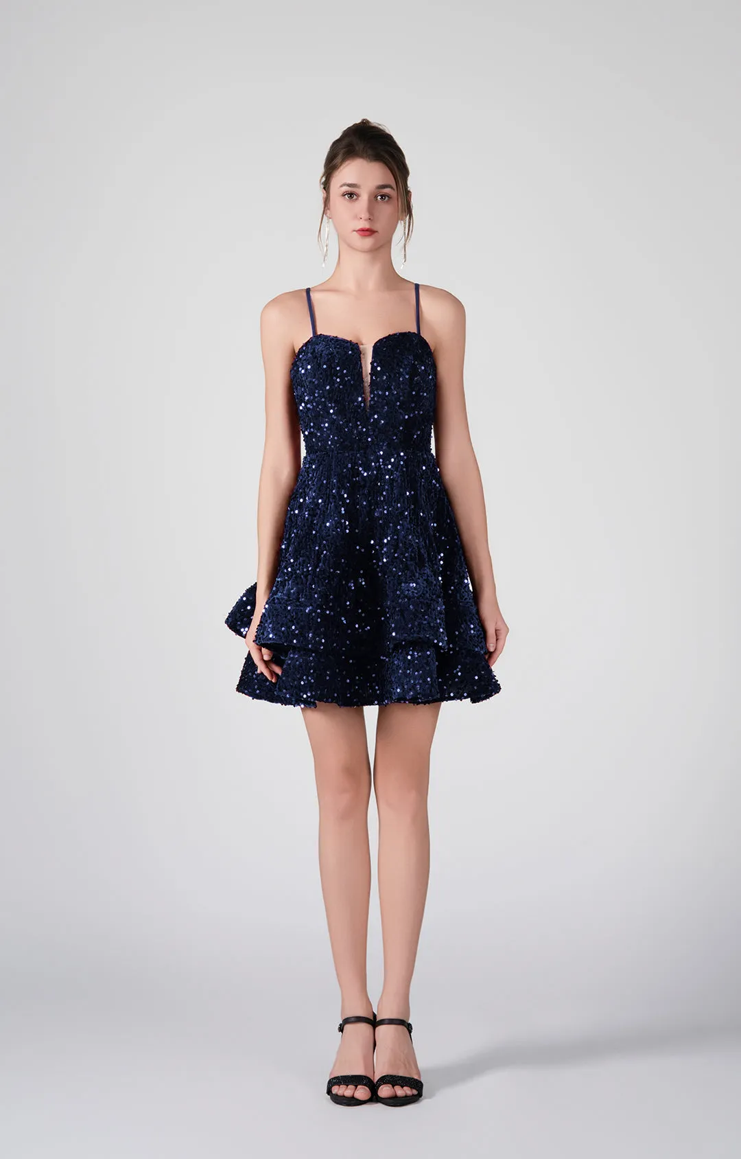 Adjustable Straps Flowy Ruffles Mini Dresses