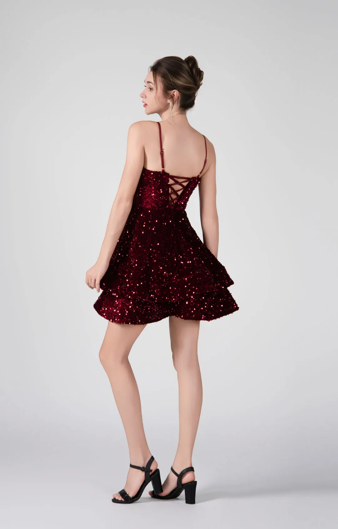 Adjustable Straps Flowy Ruffles Mini Dresses