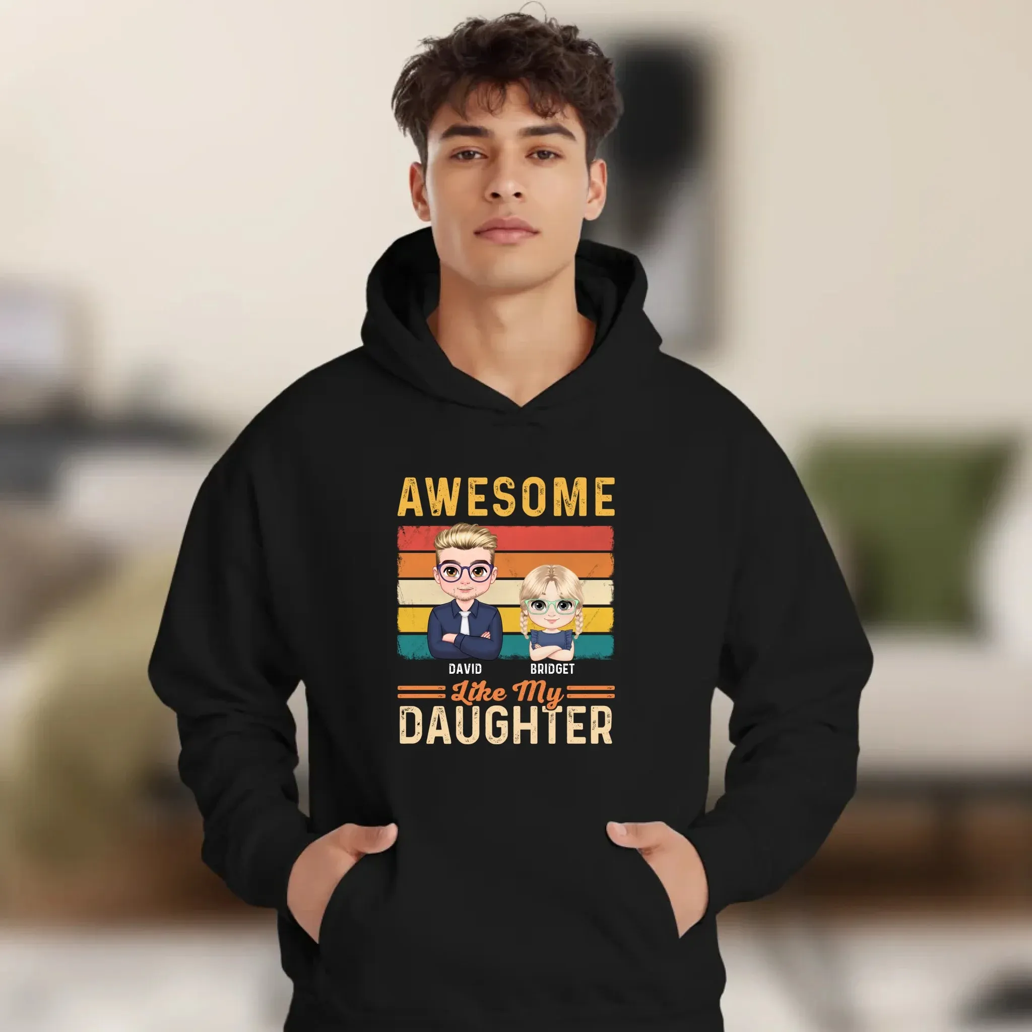 Awesome Like My Daughter - Custom Name - Personalized Gifts For Dad - Hoodie