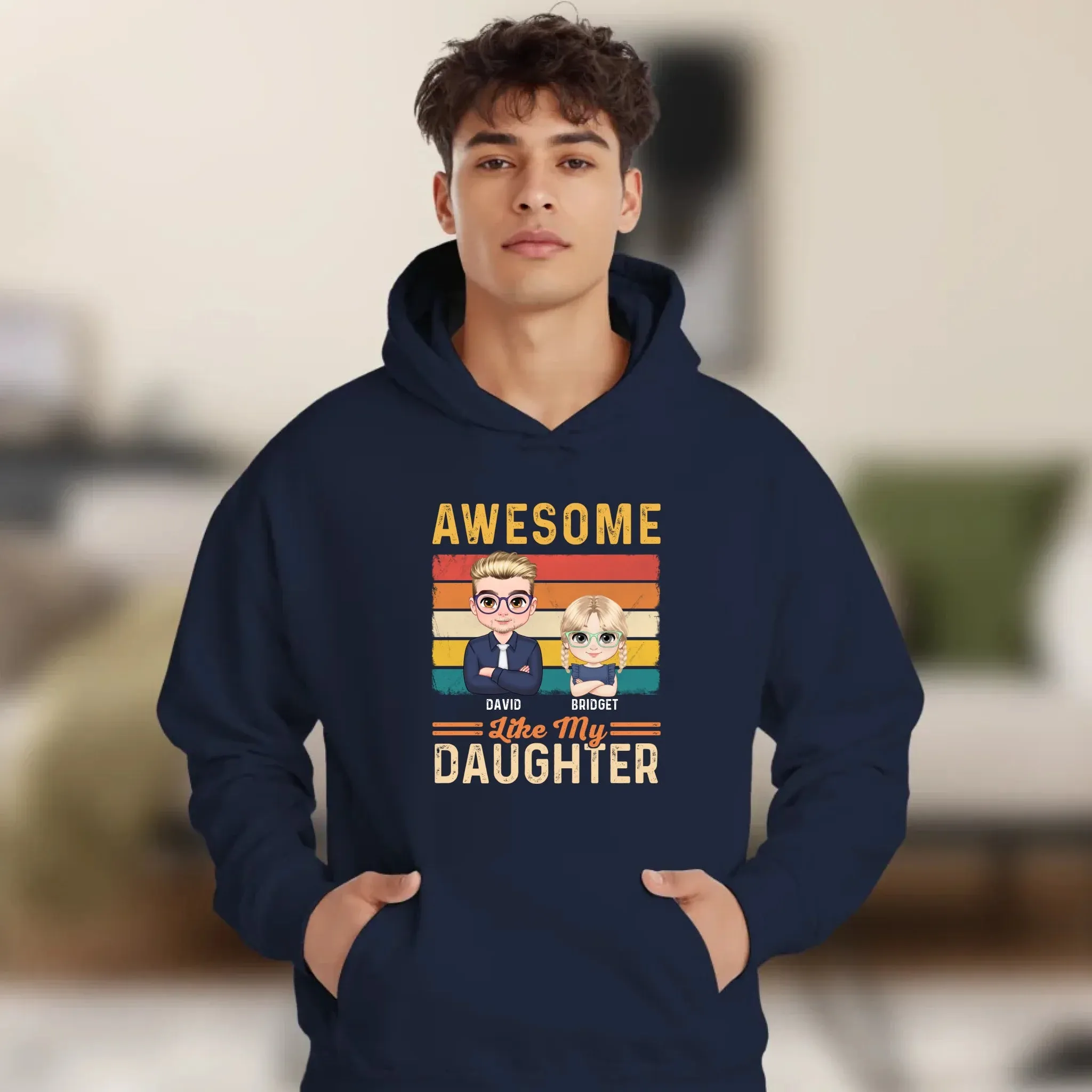 Awesome Like My Daughter - Custom Name - Personalized Gifts For Dad - Hoodie