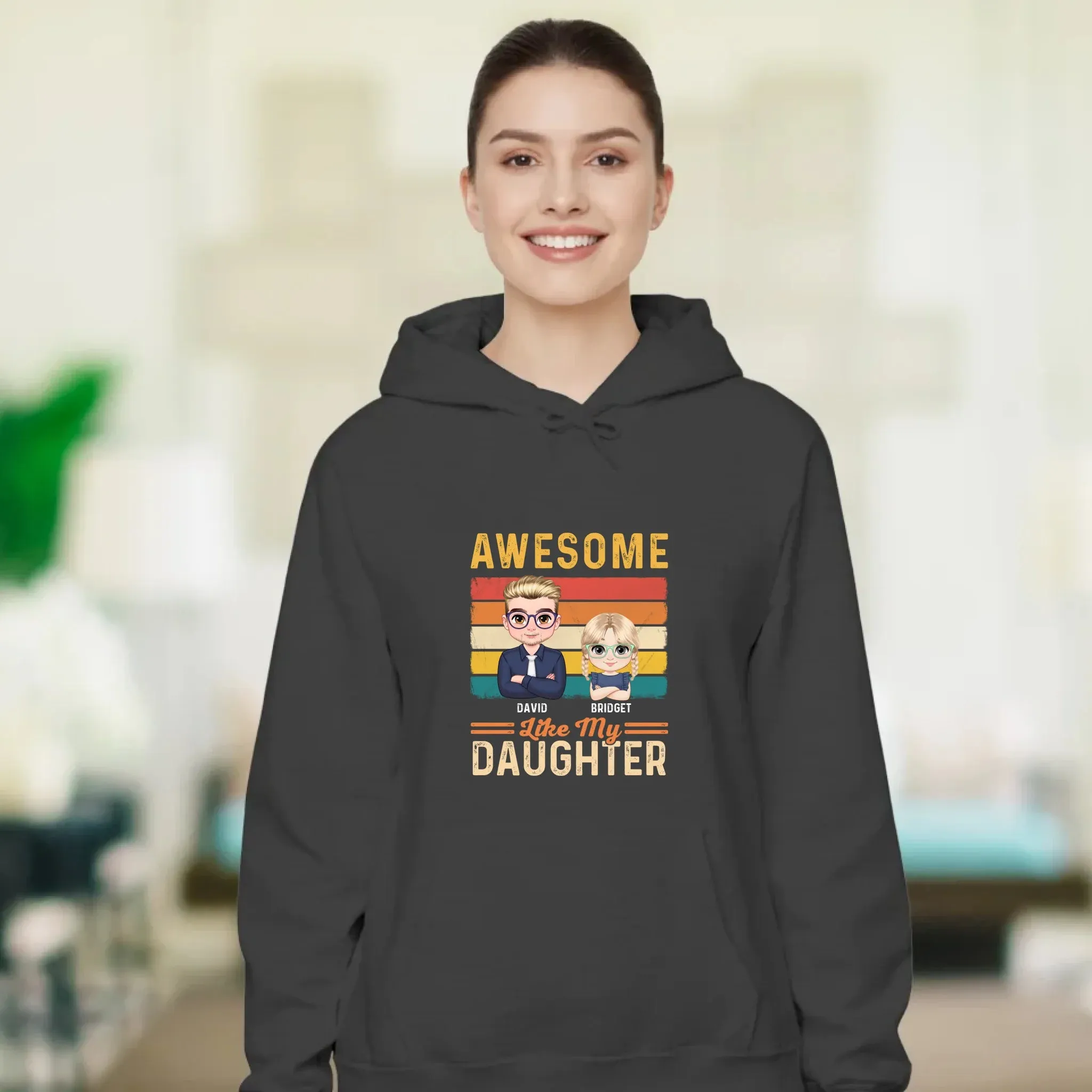 Awesome Like My Daughter - Custom Name - Personalized Gifts For Dad - Hoodie