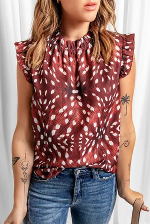 Be Natural Ruffle Shoulder Cap Sleeve Blouse