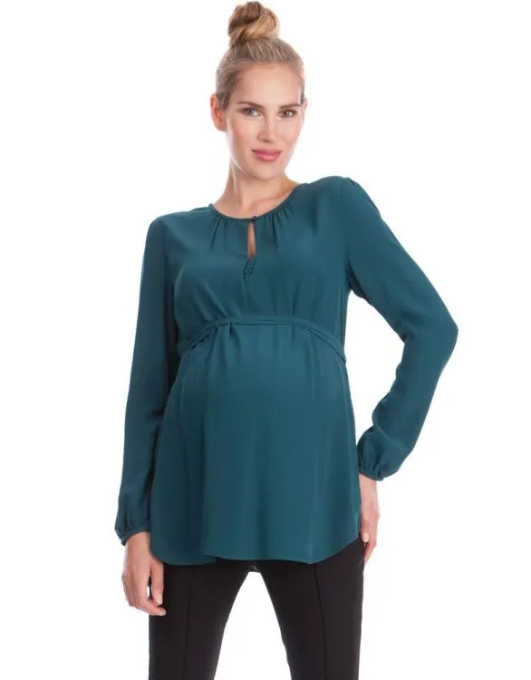 Brand New Seraphine Elin Black Keyhole Maternity Blouse - Size Maternity L UK 14-16