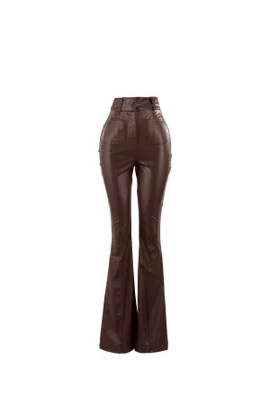 Brown Lydia Leather Trousers
