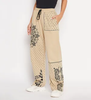 Camel Bandana print wide leg trouser for Women