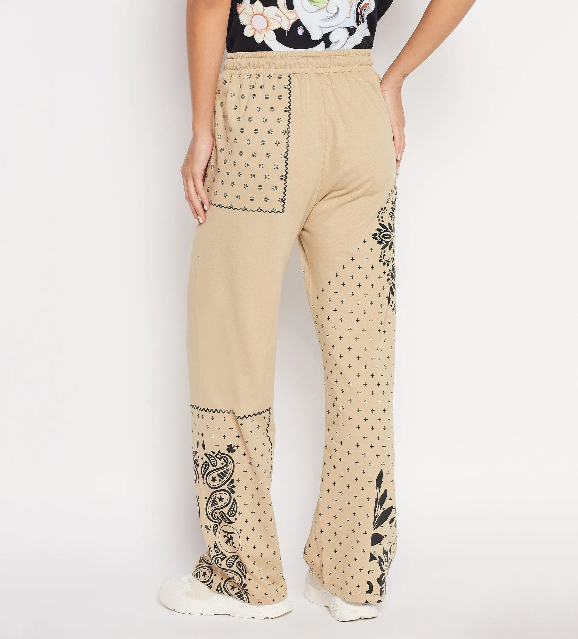 Camel Bandana print wide leg trouser for Women
