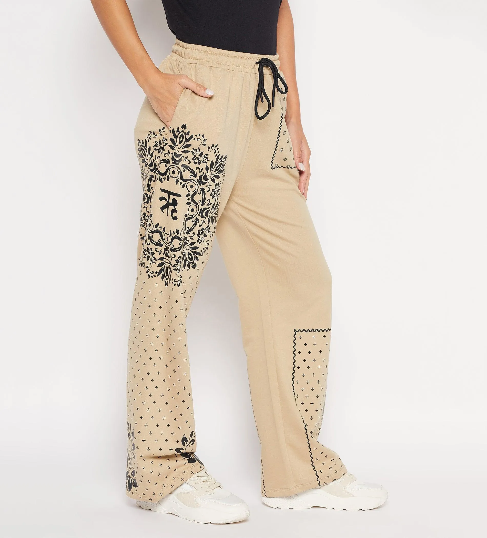 Camel Bandana print wide leg trouser for Women