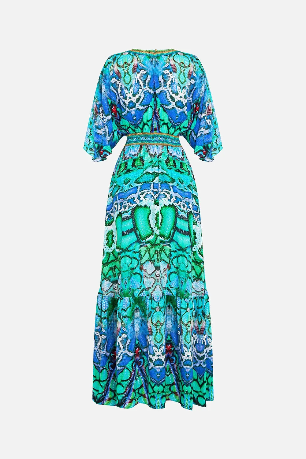 CAMILLA | LAND OF WONDER WAISTED DRESS WITH HEM RUFFLE