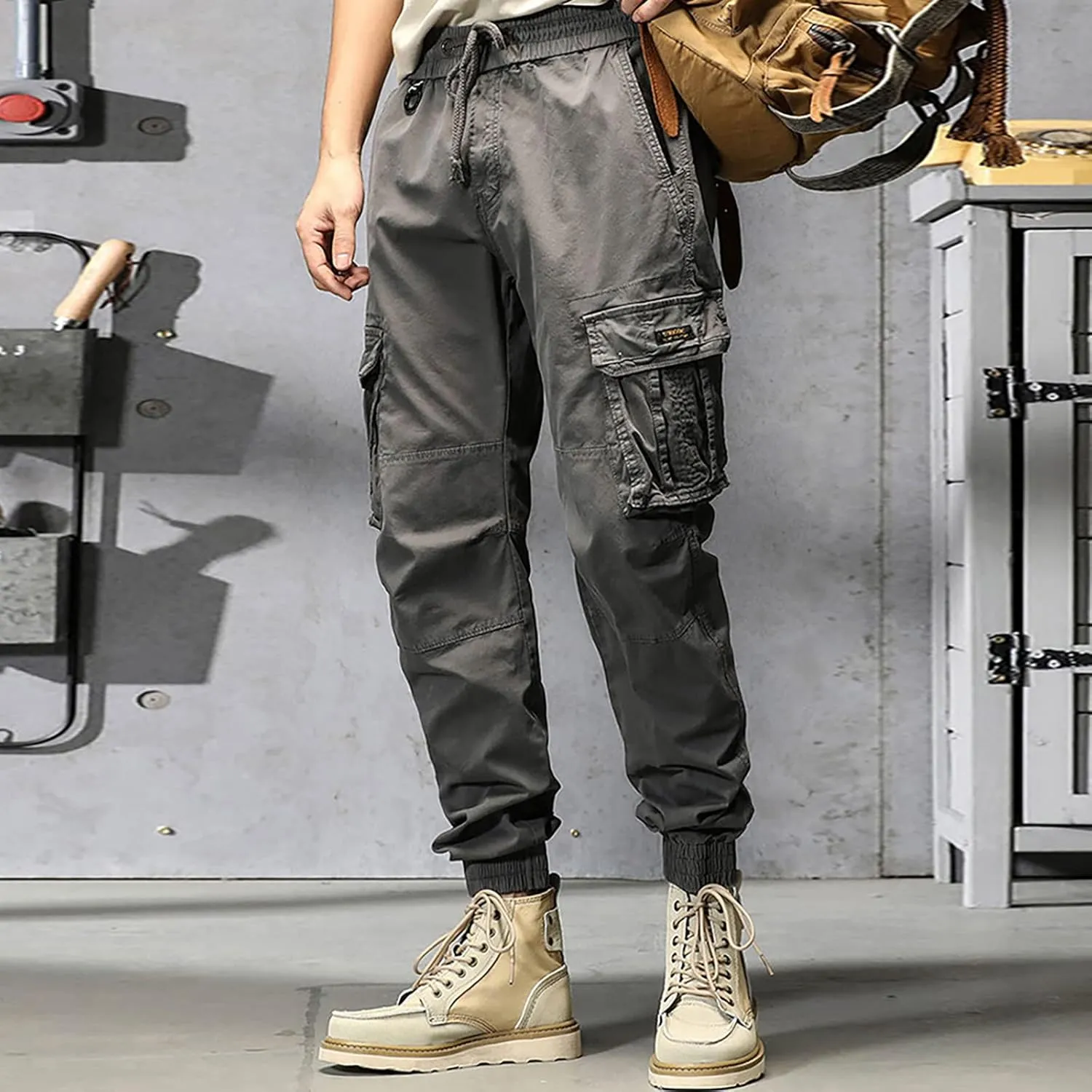 Cargo Pants for Men Relaxed Fit Workout Sweatpants with Zipper Pockets Mens Sweatpants with Pockets Streetwear Casual