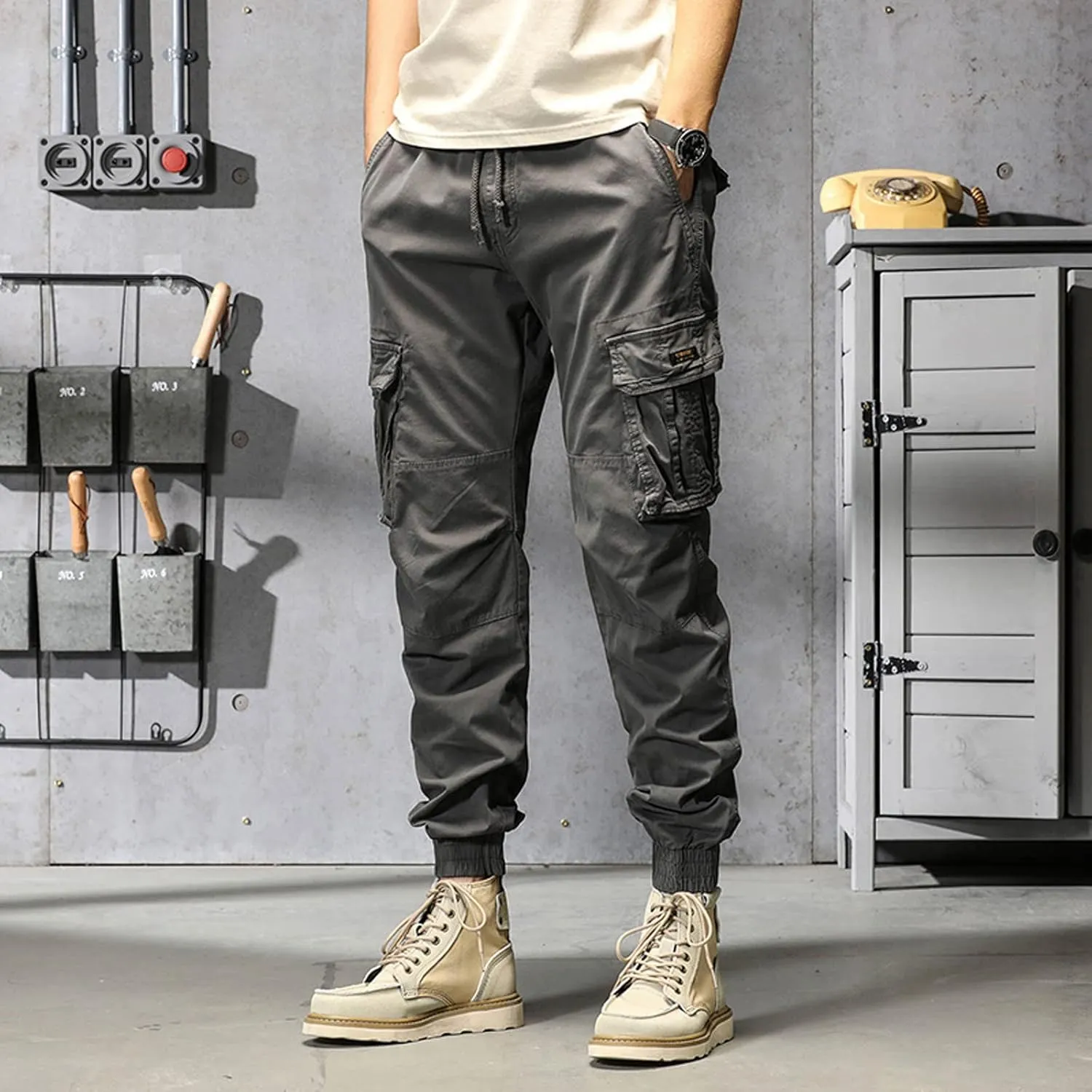 Cargo Pants for Men Relaxed Fit Workout Sweatpants with Zipper Pockets Mens Sweatpants with Pockets Streetwear Casual