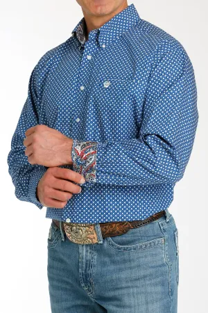 Cinch Men’s Button Down Print Royal Blue/White