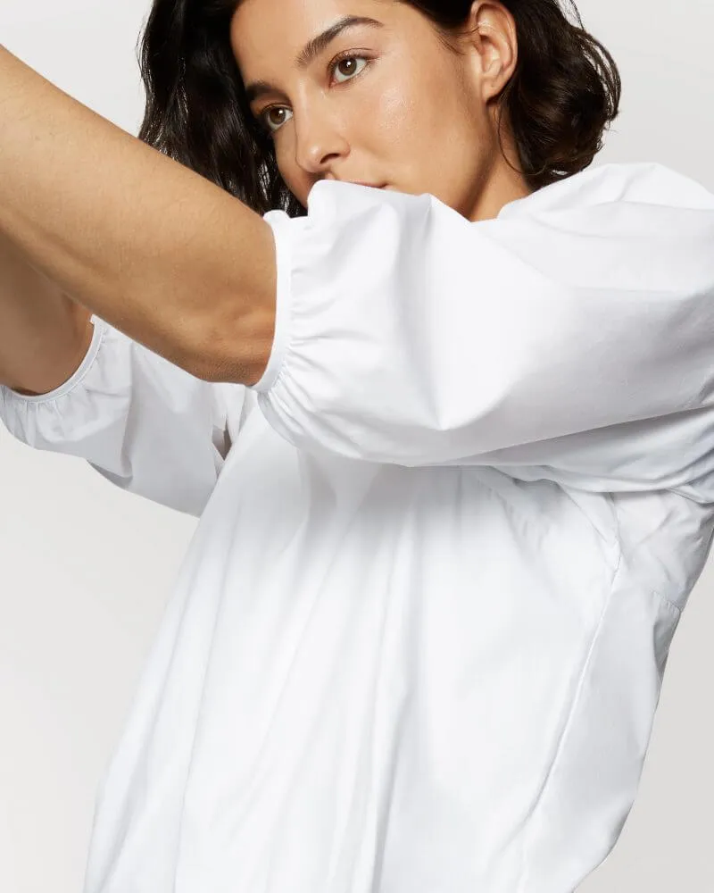 Cotton Puff Sleeve Top White