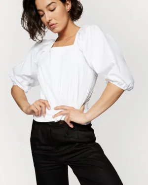 Cotton Puff Sleeve Top White