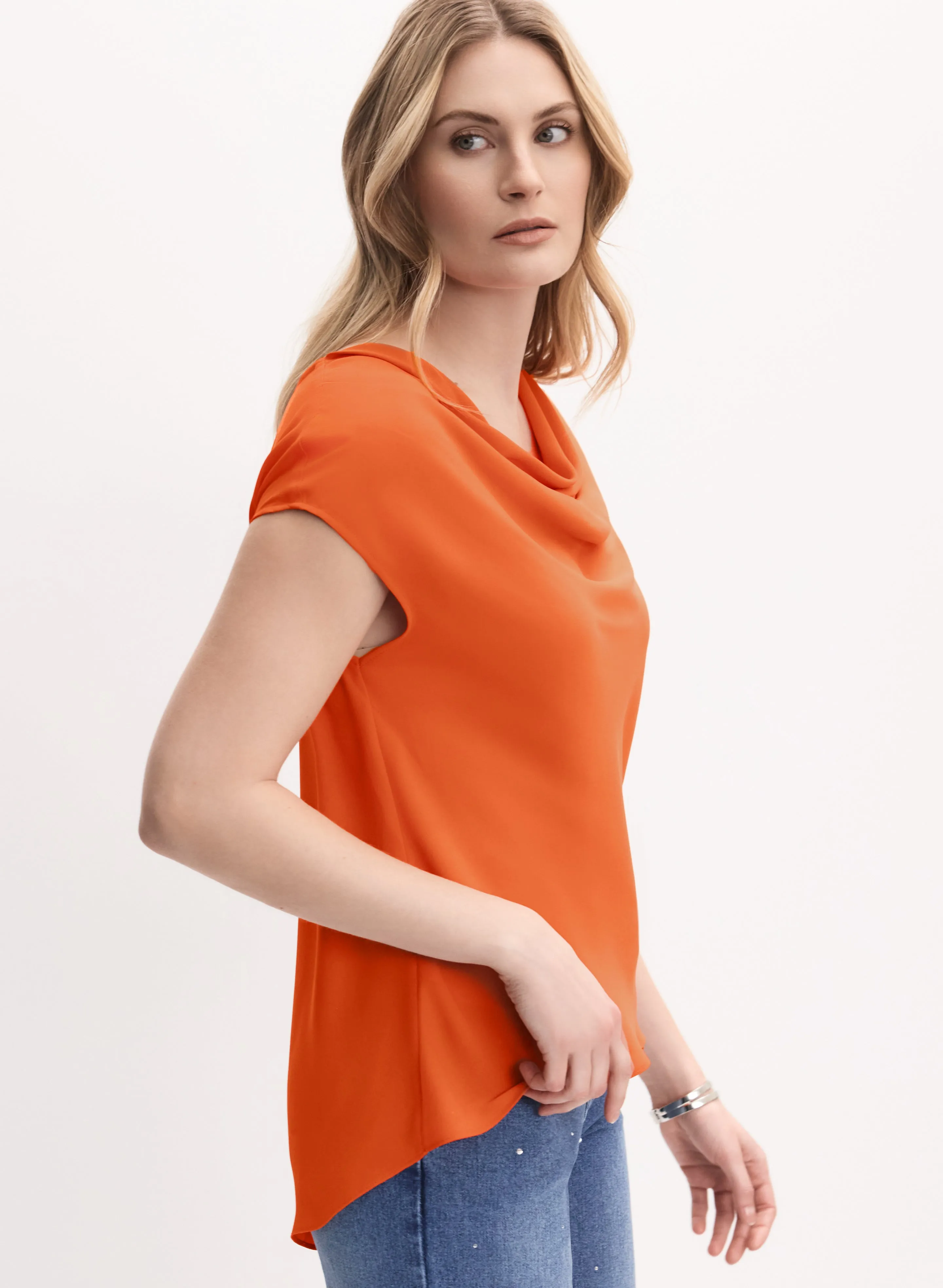 Crepe Cowl Neck Blouse