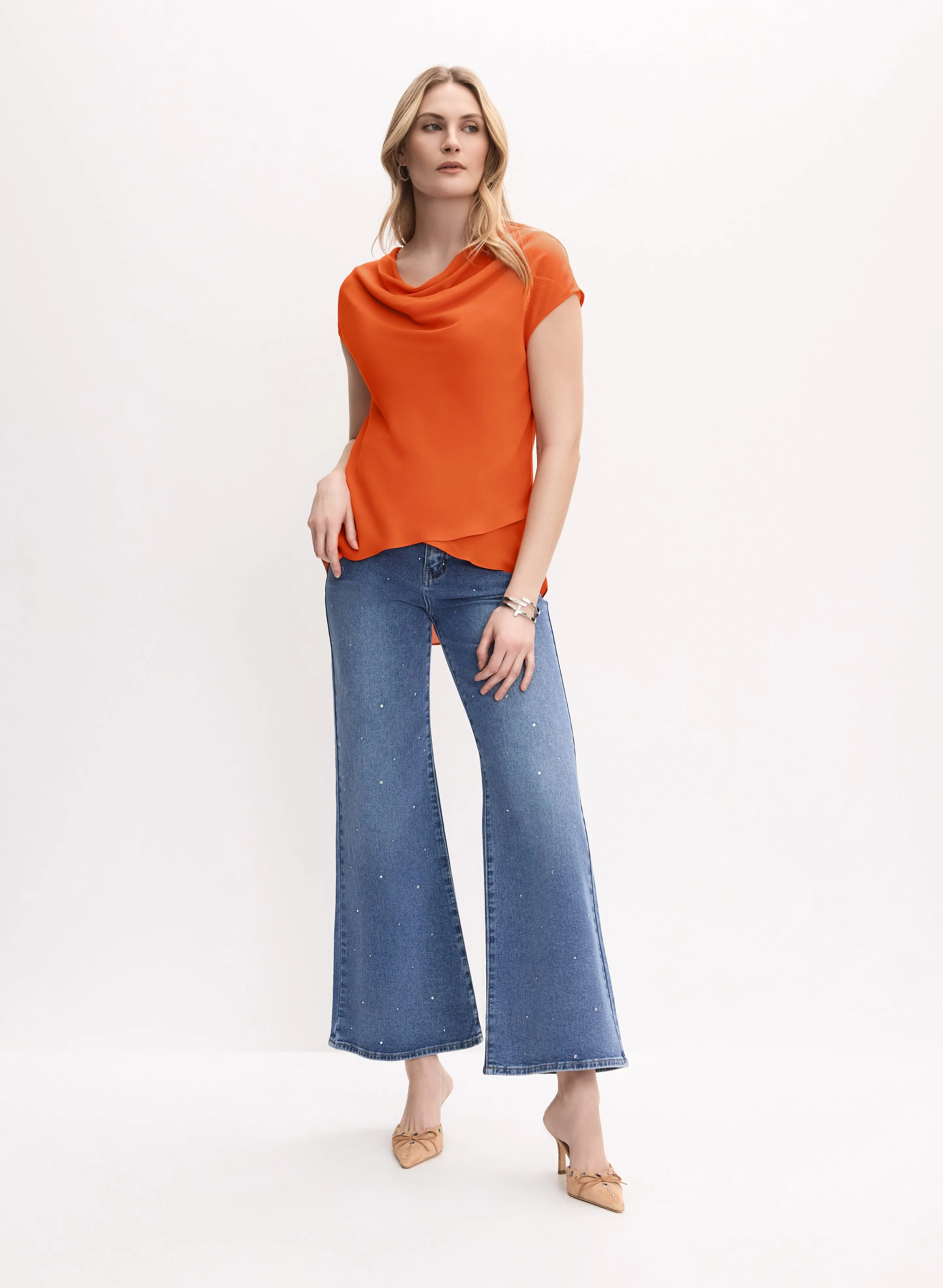 Crepe Cowl Neck Blouse