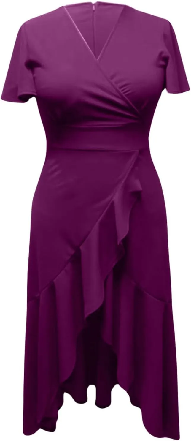 Elegant V Neck Pleated Cocktail Dress for Women Stylish Evening Gown for Wedding Guests and Formal Events Women