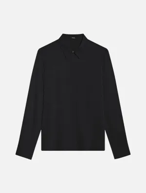 Fitted Silk Georgette Shirt in Black