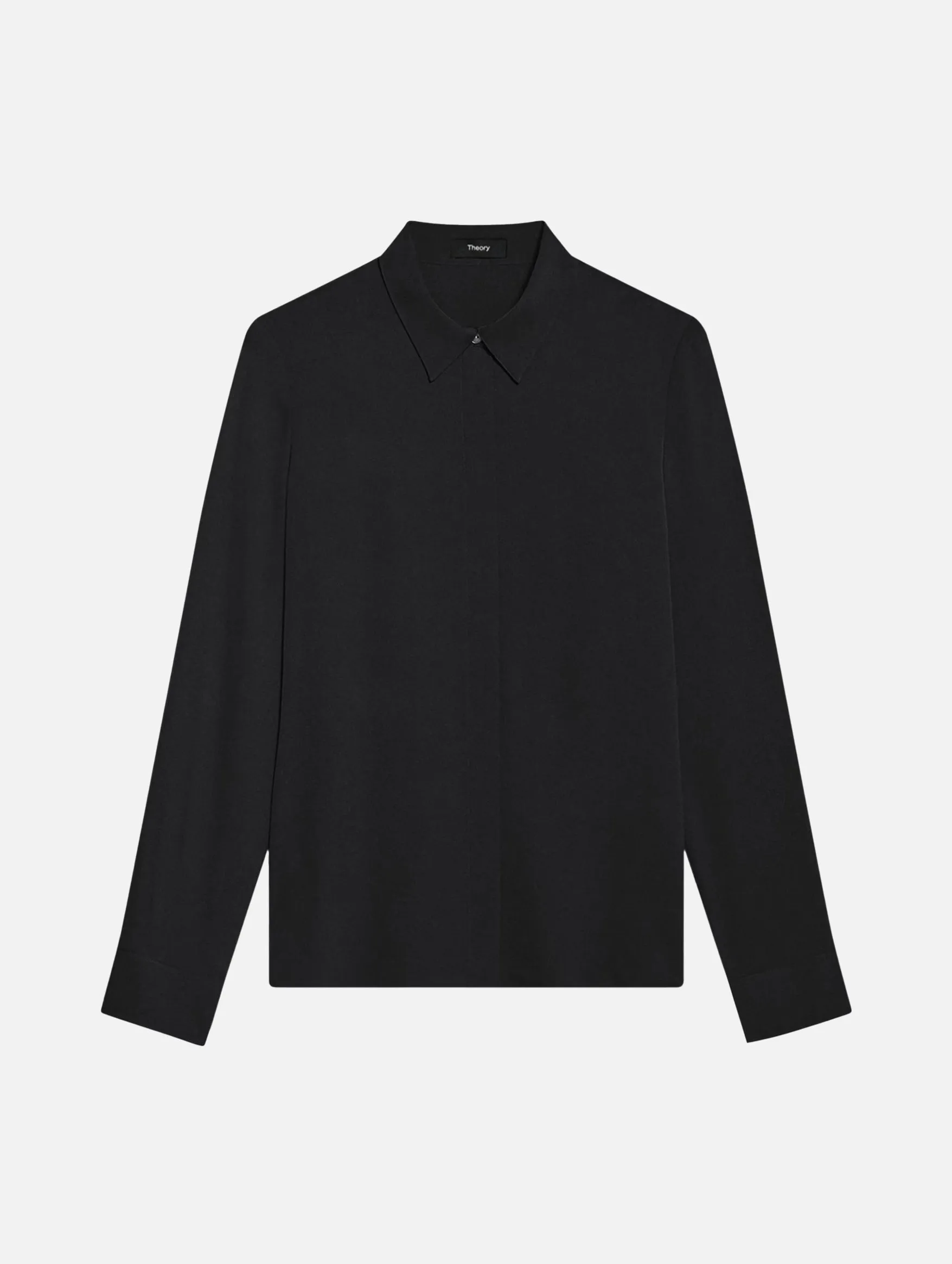 Fitted Silk Georgette Shirt in Black