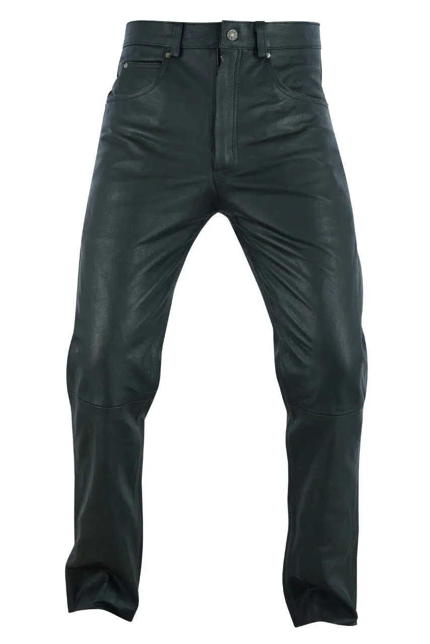 Five Pockets Cowhide Biker Leather Pants
