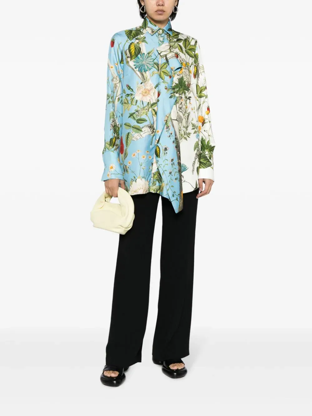 Floral Skeleton Combo Print Blouse