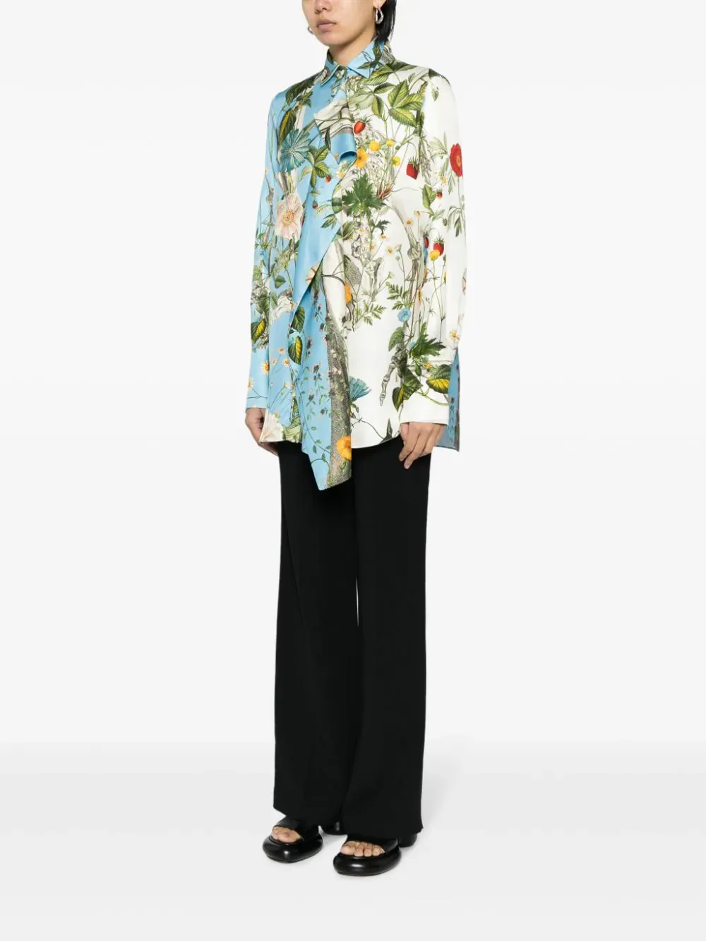 Floral Skeleton Combo Print Blouse