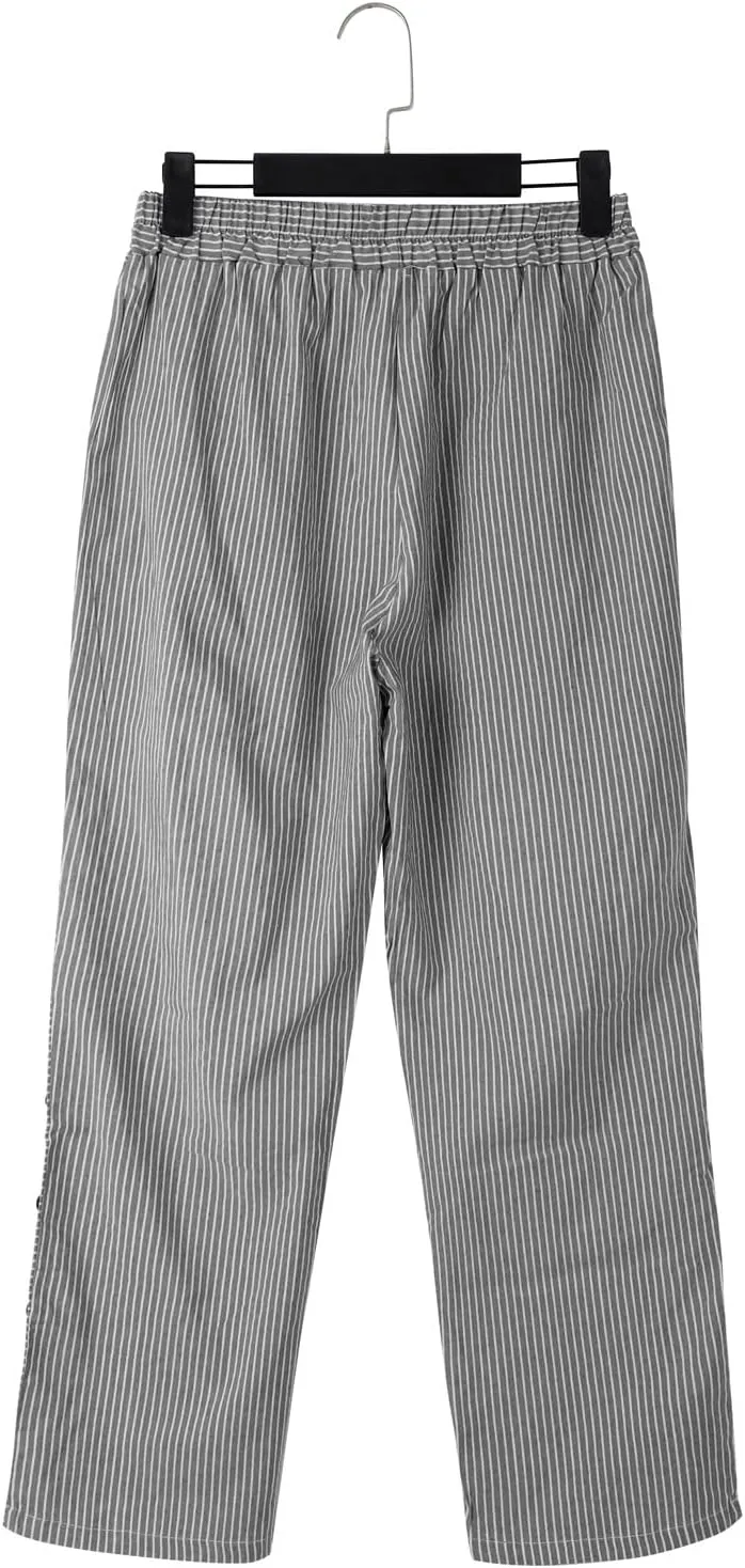 GIERIDUC Linen Pants for Women 2025 Plus Size Trendy Side Button Summer Gauze Pants Casual Elastic Waist Comfy Trousers