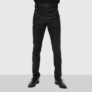 Gothic Vintage Inspired Black Suit Pants - High Waist Slim Fit Trouser For Men  -Plus Size