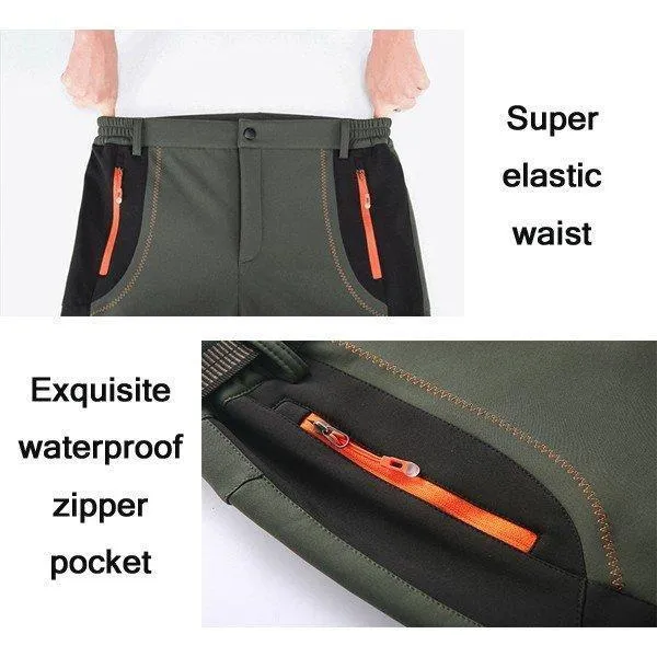 Hanrae Mens Outdoor Sport Pants Elastic Waist Soft Shell Warm