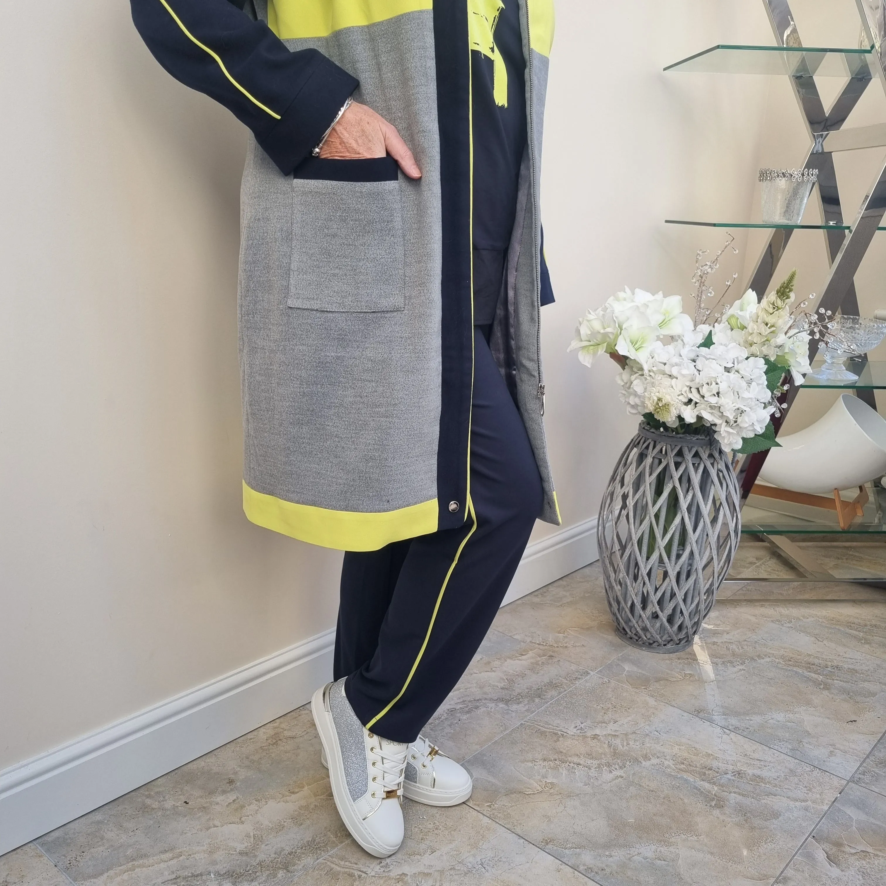 I.NCO Smart Lime Stripe Trousers