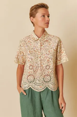 Indi & Cold Crudo Cream Cotton Blouse