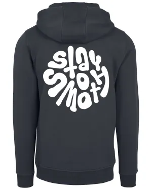 Ink Blue Hoodie / Stay Smooth White Front Back Men