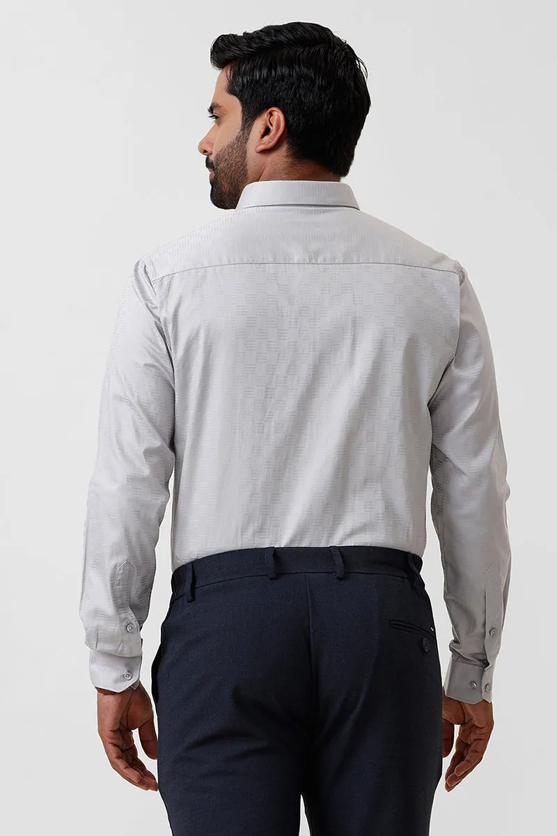 Italian Dobby - Steel Gray Embossed Line Formal Shirts For Men | Ariser