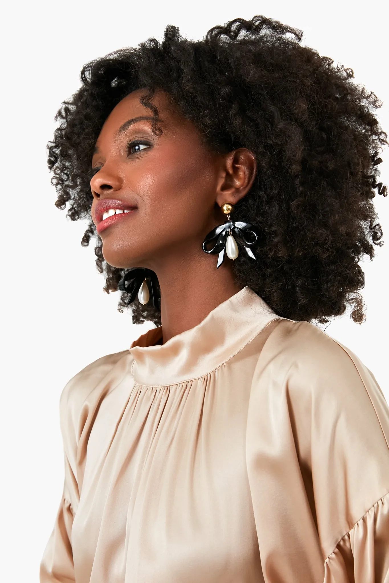 Jet Bow Drop Earrings
