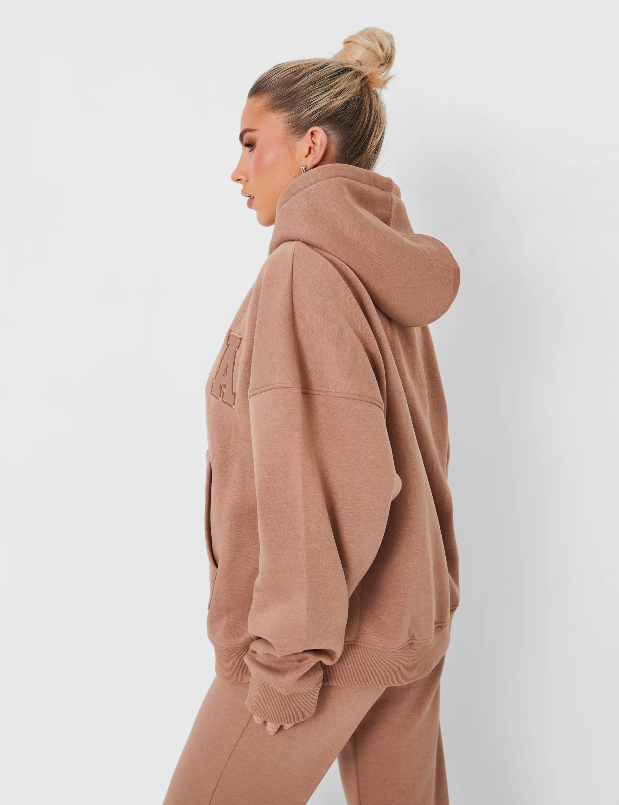 Kaiia Oversized Logo Hoodie in Caramel