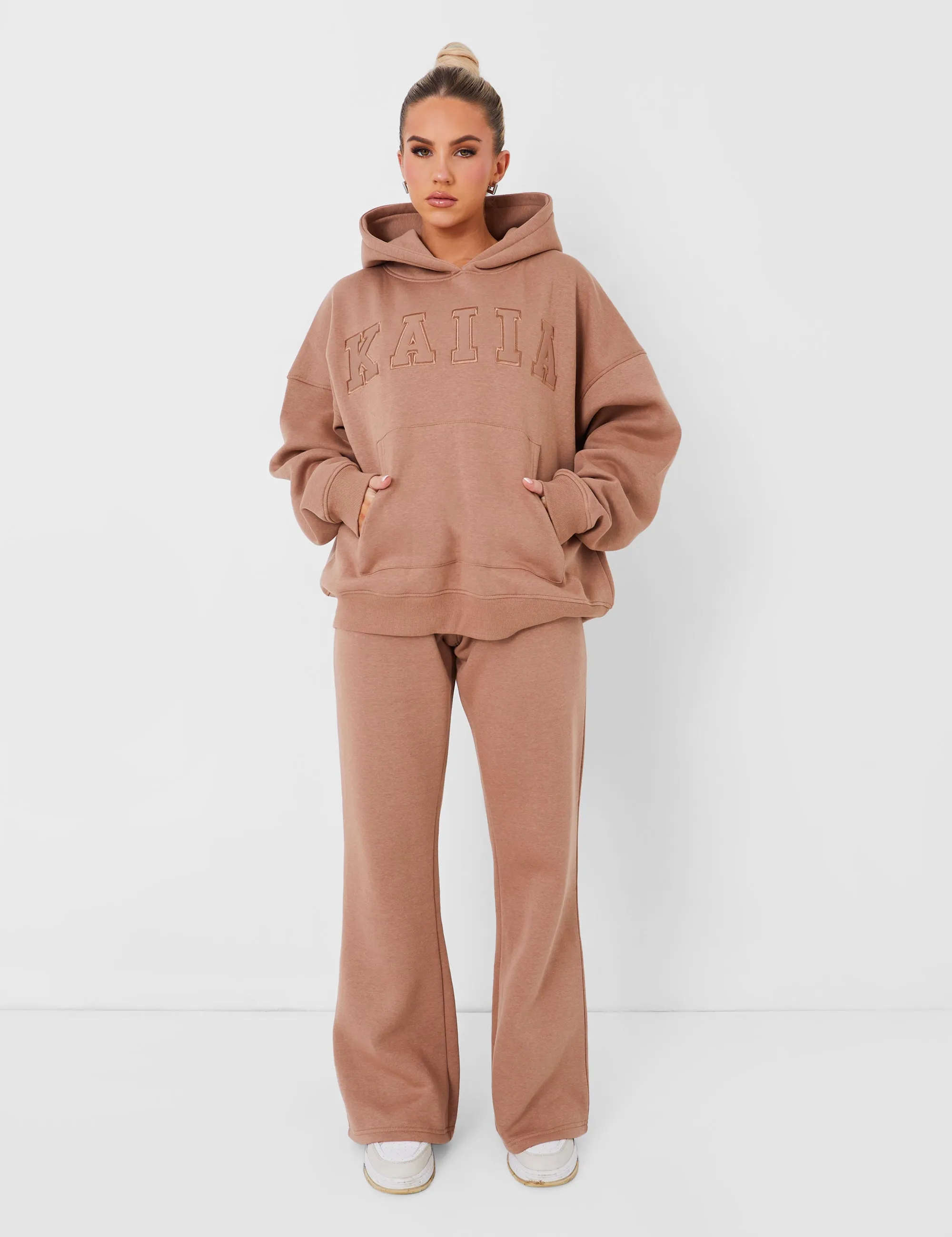 Kaiia Oversized Logo Hoodie in Caramel