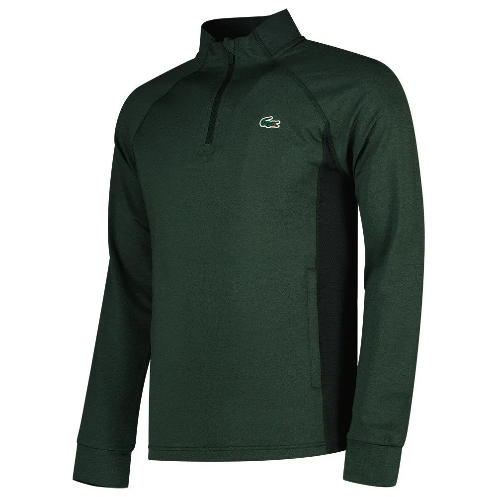 LACOSTE 1/4 Zip Golf Sweatshirt - Dark Green / Green RIB