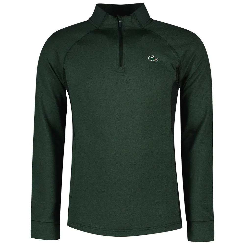 LACOSTE 1/4 Zip Golf Sweatshirt - Dark Green / Green RIB