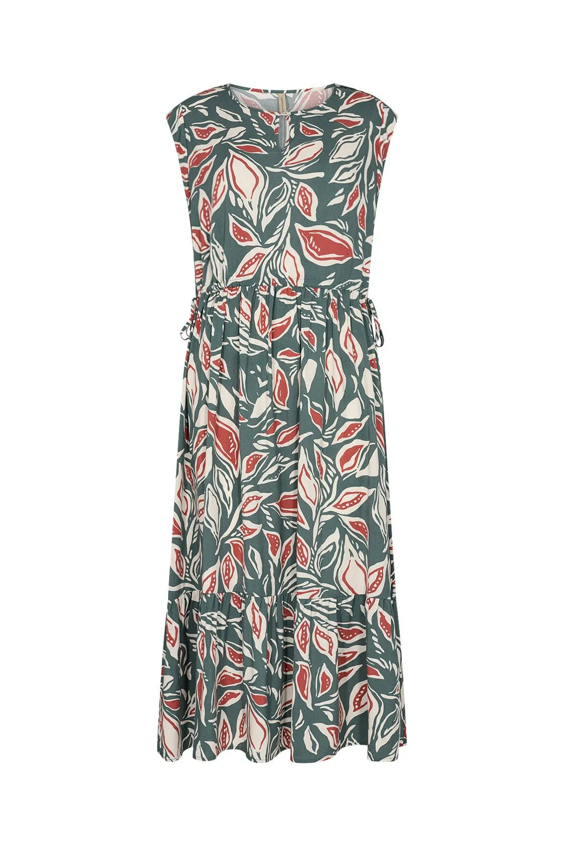 Leda Leaf Printed Dress - Shadow Green Combi