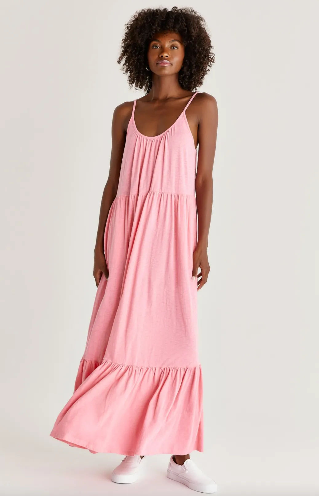 Lido Slub Dress - Flamingo