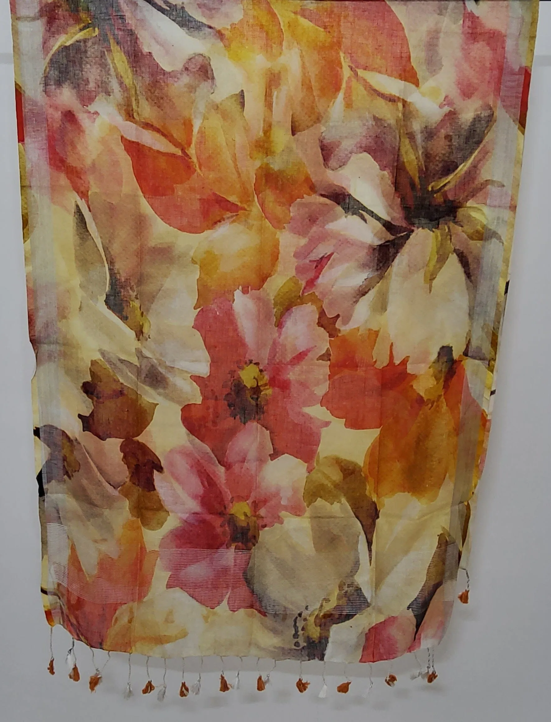 Linen Digital Print Dupatta with Silver Border