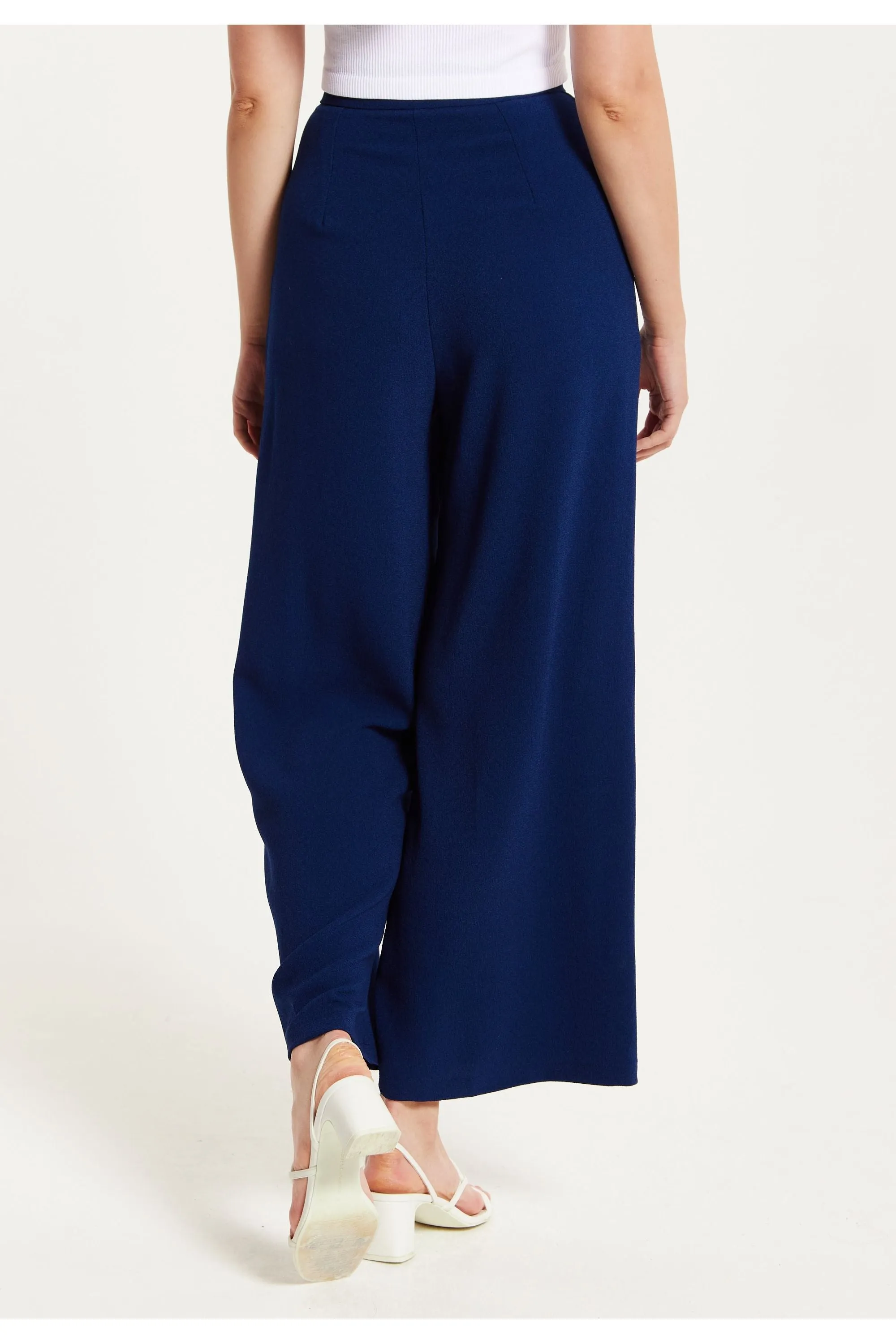 Liquorish Navy Wide Leg Trousers
