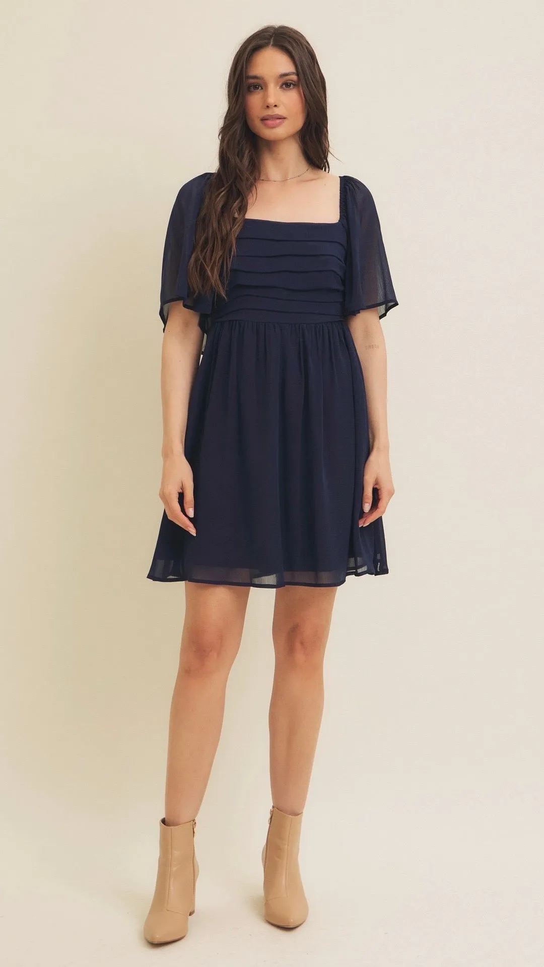 Lucy Chiffon Mini Dress Navy