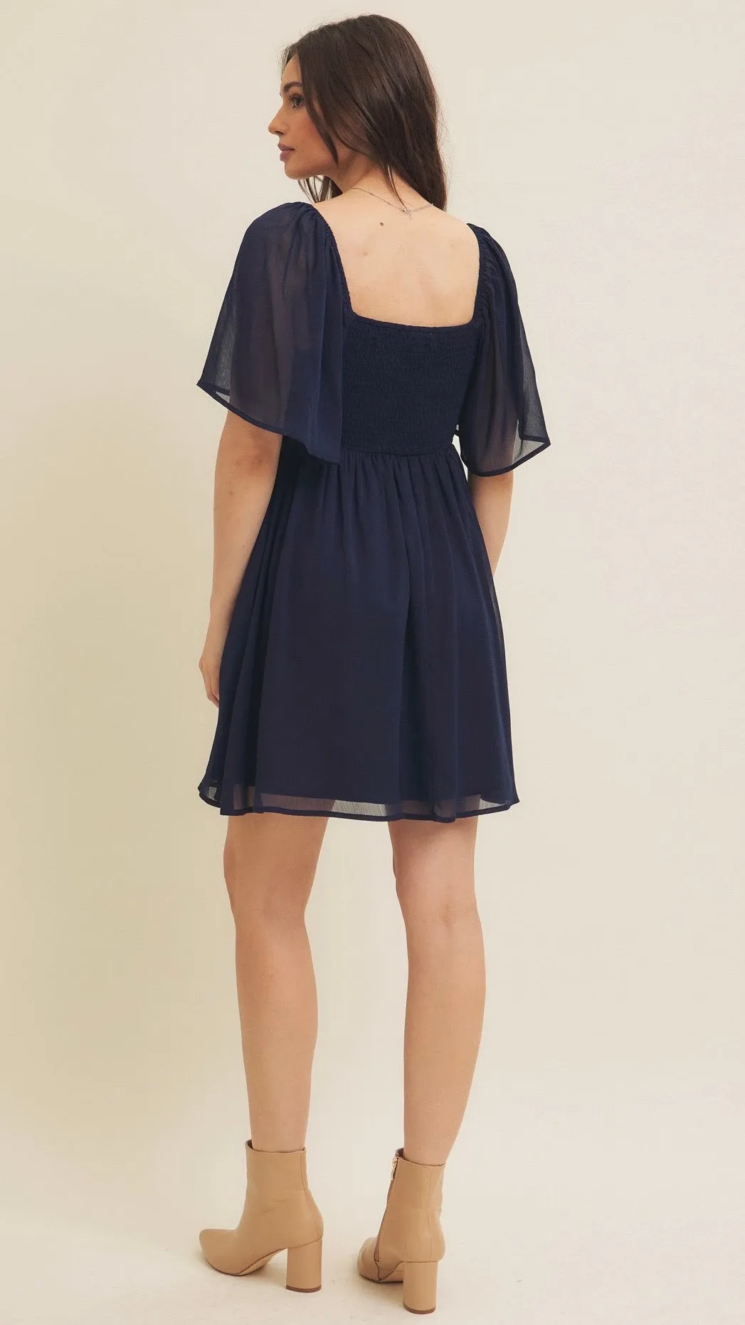 Lucy Chiffon Mini Dress Navy