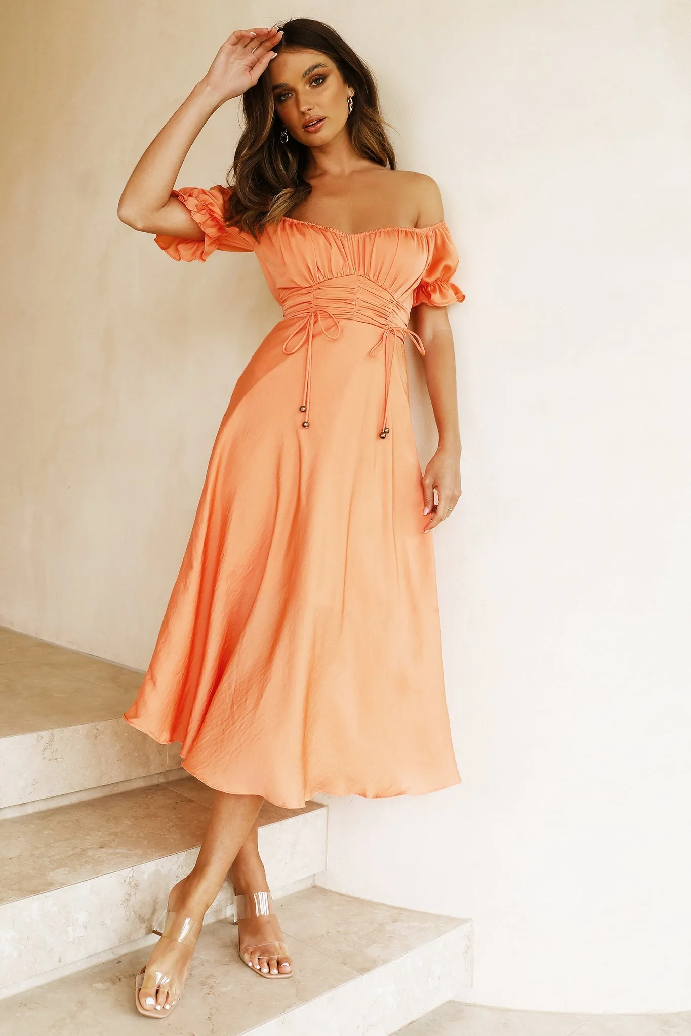 Mariner Midi Dress - Peach