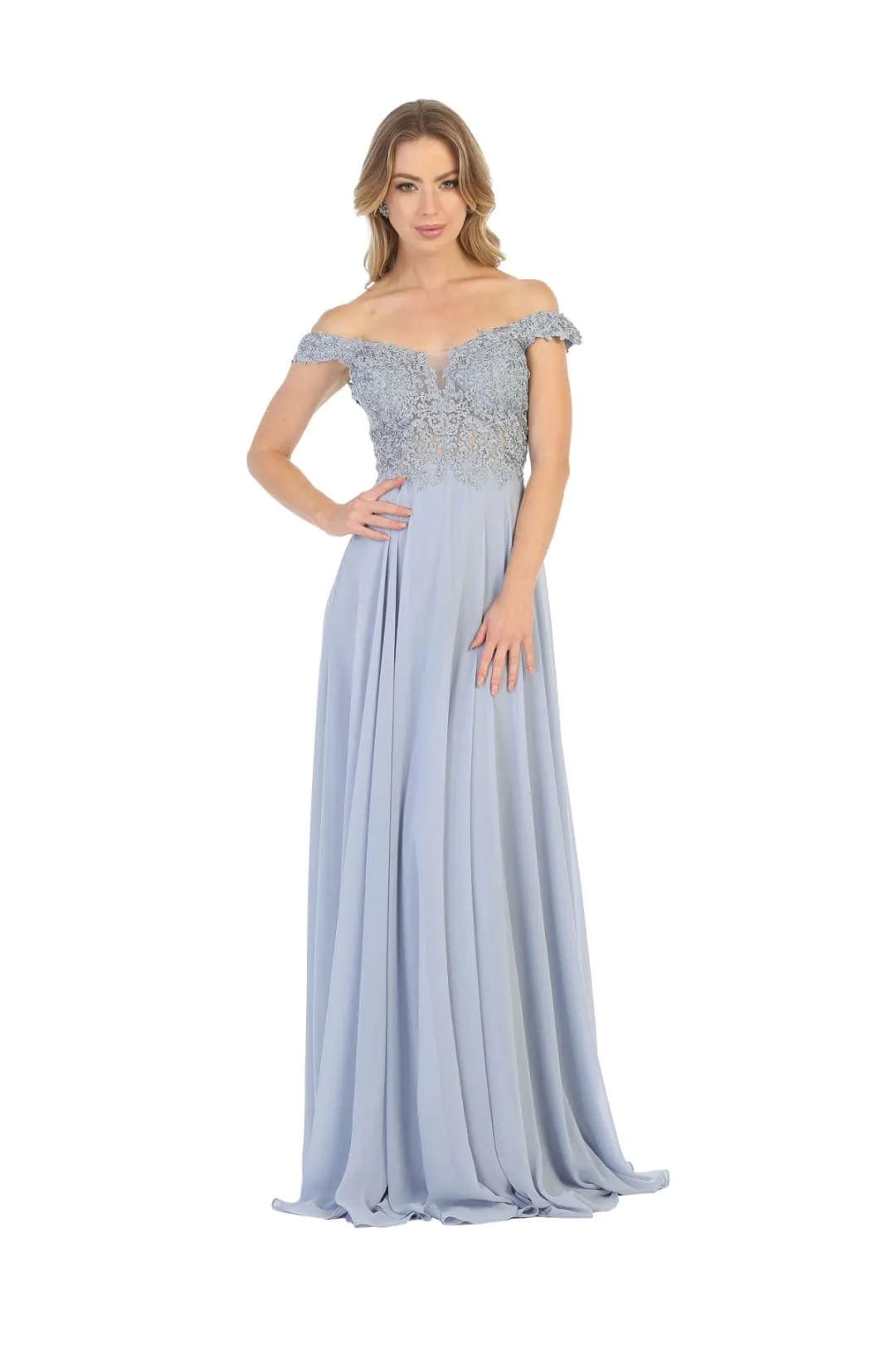 May Queen MQ1602 Long Off The Shoulder Evening Dress