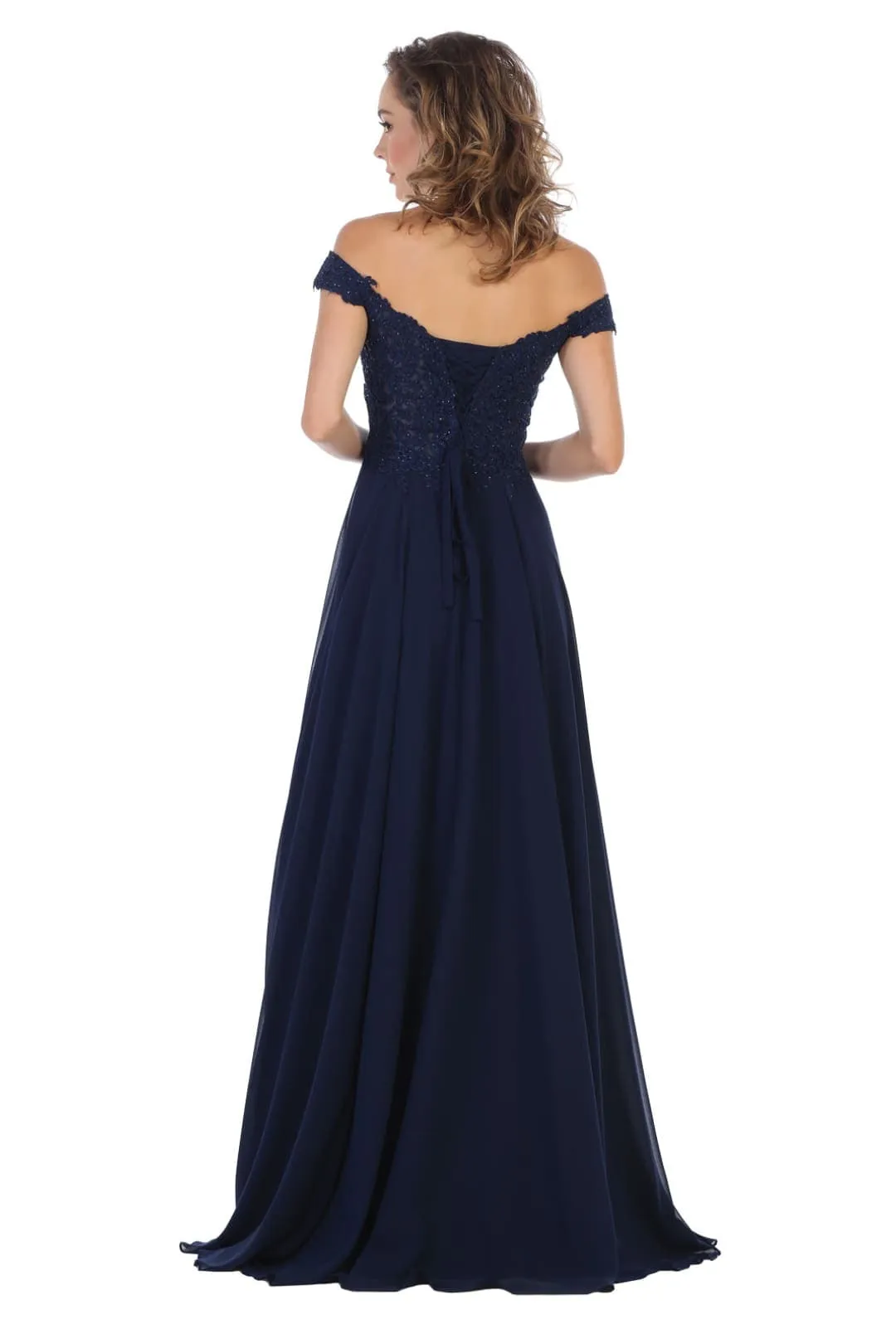 May Queen MQ1602 Long Off The Shoulder Evening Dress
